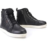 Milwaukee Leather MBM9114 Men's Black Waterproof Leather Street Riding Shoes with Shift Protection and Ankle Support