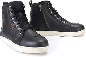 Milwaukee Leather MBM9114 Men's Black Waterproof Leather Street Riding Shoes with Shift Protection and Ankle Support