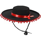 Funny Party Hats - Matador Costume: Black and Red Bull Fight Sombrero