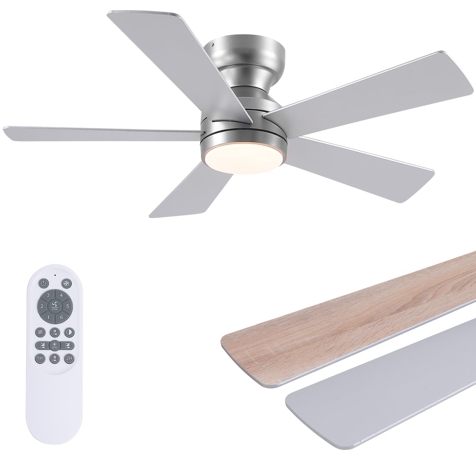 46" Ceiling Fan with Lights Low Profile, Flush