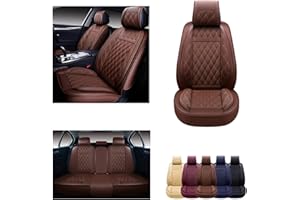 OASIS AUTO Car Seat Covers Accessories Full Set Premium Nappa Leather Cushion Protector Universal Fit for Most Cars SUV Pick-up Truck, Automotive Vehicle Auto Interior Décor (OS-009 Brown)