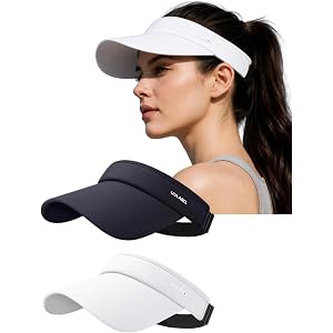 Qzkouma UPF 50+ Wide Brim Sport Sun Visor Hat for Women