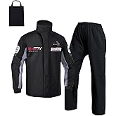 RINJOY Packable Rain Suit Men's Lightweight Waterproof Rain Jacket and Pant Outdoor Raincoat with Hood Windbreaker Black