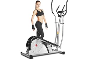 ANCHEER Elliptical Machine, Cross Trainer for Home Gym with Pulse Rate Grips and LCD Monitor, 8 Resistance Levels Smooth Quiet Driven for Home Gym Office Workout 350LBS Weight Limit