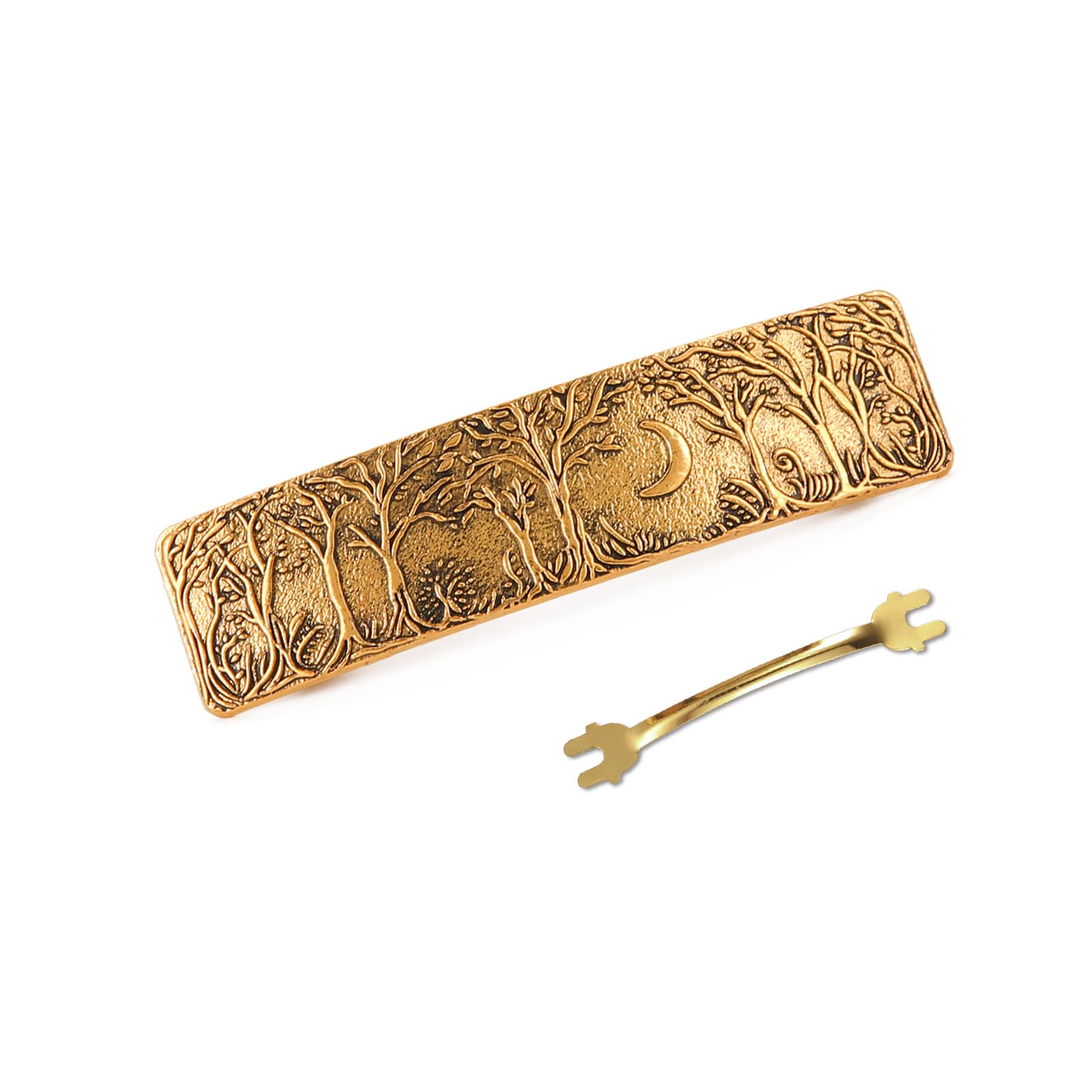 Amaxer Viking Gold Silver Barrettes for Women Girls Celtic Hair Clips for Thick Thin Hair Vintage French Hair Clips Hair Styling Accessories (Gold-Forest) — image 1
