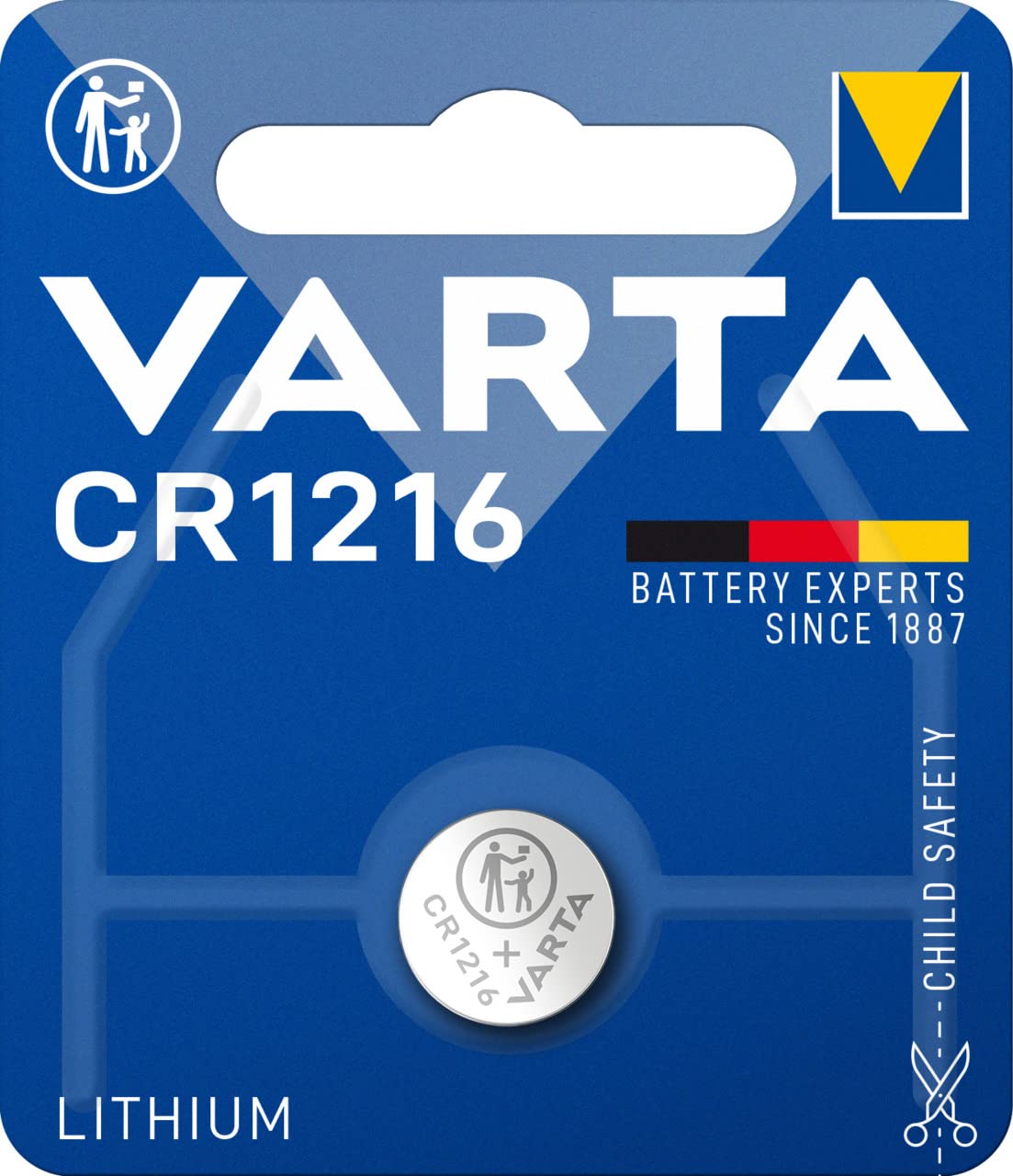 VARTA Batteries Electronics CR1216 Professional Lithium coin battery 1-pack, Battery in original blister pack of 1