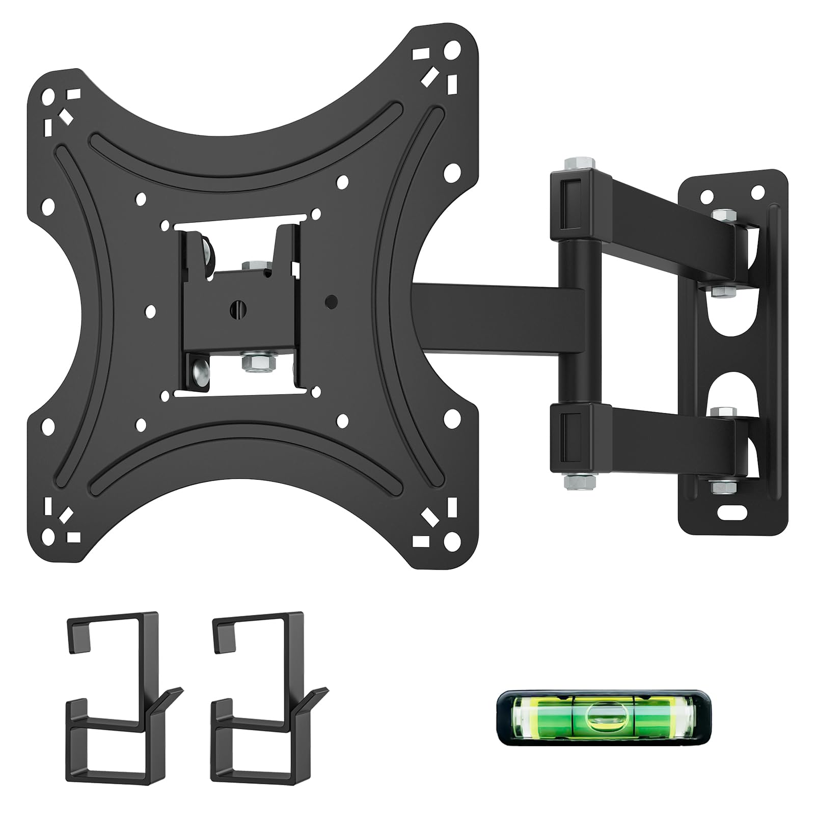 Muchen TV Wall Mount Swivelling Tilting TV Bracket for TVs 26-50 Inches up to 22 kg Max. VESA 200 x 200 mm with Small Spirit Level Wall Mount with Screws and Dowels