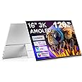 16" OLED Portable Monitor, 3K 2880x1800 120Hz 0.1ms USB-C HDMI OLED Monitor with Ultra-Thin Bezels 120% DCI-P3 Kickstand Speakers VESA for Laptop Mini PC Windows Mac Phone PS4 PS5 Switch, Silver