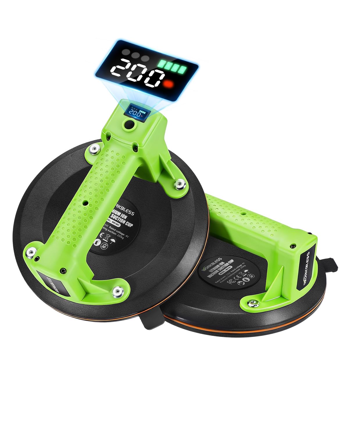 Photo 1 of WorkBless Electric Suction Cups for Glass 2PCS, 600 lbs Max Load, 8" Tile Suction Cups Lifter with 2000mAh Battery