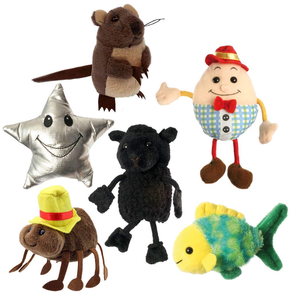 The Puppet Company Nursery Rhyme Finger Puppets, Set of 6 - Mini Plush Characters for Children – Interactive Nursery Rhyme Toy Set for Storytelling, Learning, Imagination, Roleplay and Fun Games