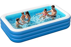 SANNWSG Inflatable Pool for Adults and Kids, 115'' x 68'' x 22'' Large Inflatable Pool for Adults, Blow up Pools, Rectangular Family Swimming Poo l, Oversized Thickened Family Inflatable Pools for Outdoor