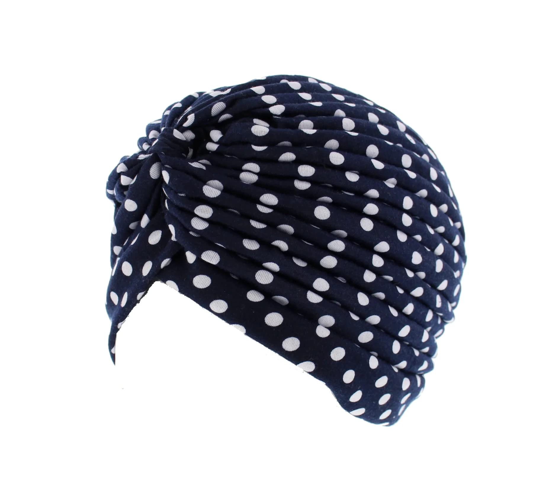 Topkids Accessories Hair Turban Head Wrap, Sleep Cap, Hair Scarf, Hair Towel, Chemo Headwear for Women UK, Head Scarf, Head Towel, Silk Hair Wrap for Sleeping (Polka Dot Print Navy Blue)