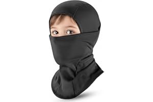 Vanolu Winter Thermal Ski Mask Balaclava Head Covering for Kids, Cold Weather Hoodied Full Face Mask Fleece Neck Gaitor