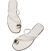 Women's Toe Ring Thong Sandals Open Toe Slide Flat Sandals Casual Summer Flip Flop Flat Sandals