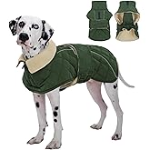 Kuoser Dog Coat, Super-Warm Dog Jacket Windproof Pet Cold Weather Coats for Extra Large Dogs, Fleece Lining Quilted Turtleneck Puppy Snowsuit Reflective Adjustable Doggie Winter Clothes, Green, 3XL