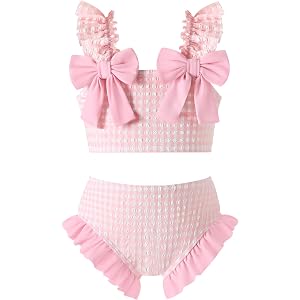 Happy Town Baby Girl Swimsuit Toddler Bathing Suit Girls Summer Ruffle Bowknot Beach Bikini Tankini Two Piece Swimwear