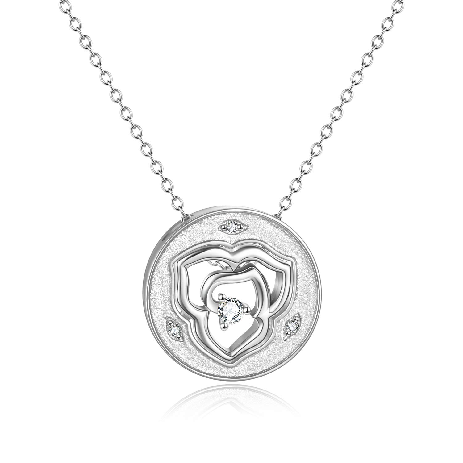 Sterling Silver Rose Flower Necklace 2 Pieces Sets Mother Daughter Necklace Birthday gift