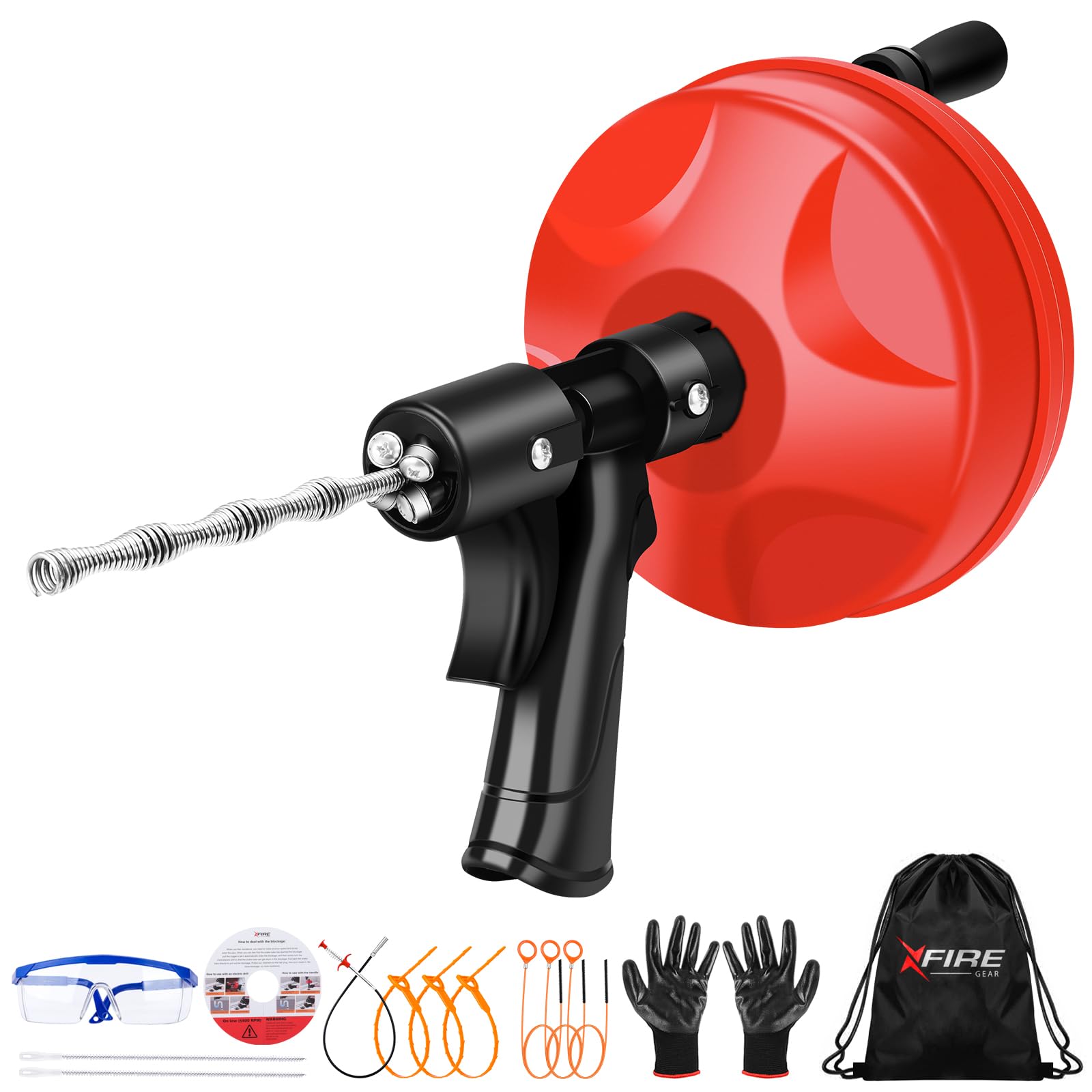 Photo 1 of 35 FT Plus Double Mode Drain Snake Tools, 13-in-1 Drain Auger for Sink and Drain Unblocking, Plumbing Snake for Kitchen, Bathrom and Shower Sink, Snake for Real DYIs[Upgraded 4.0]