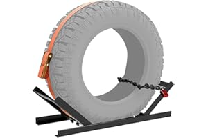 KUAFU Semi-Truck Spare Tire Carrier with Ratchet Strap Chain Truck Tire Storage Rack Portable Adjustable Tire Secure Holder with Lock