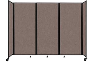 Versare Room Divider 360 Portable Wall Partition | Folding Panels | Large Freestanding Divider | Locking Wheels | Temporary Room Separator