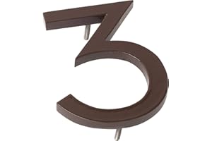 Montague Metal Products MHN-06-F-AC1-3 Solid Brushed Aluminum Modern Floating Address House Numbers, 6", Powder Coated Antique Copper