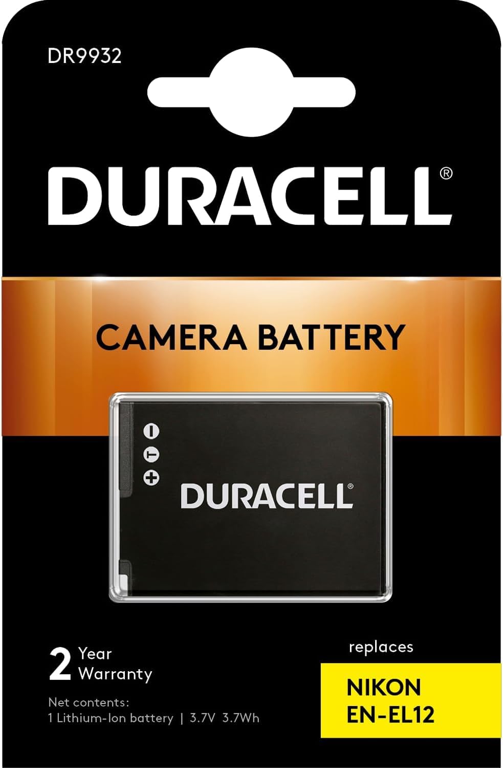 Duracell Premium Analog Nikon En-EL12 Battery for CoolPix AW100 P310 S9900 3.7V 1000mAh,Black