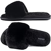 COFACE Womens Slippers with Arch Support Comfy Open Toe Fuzzy Woman House Shoes Plantar Fasciitis Orthotic Ladies Slippers Indoor