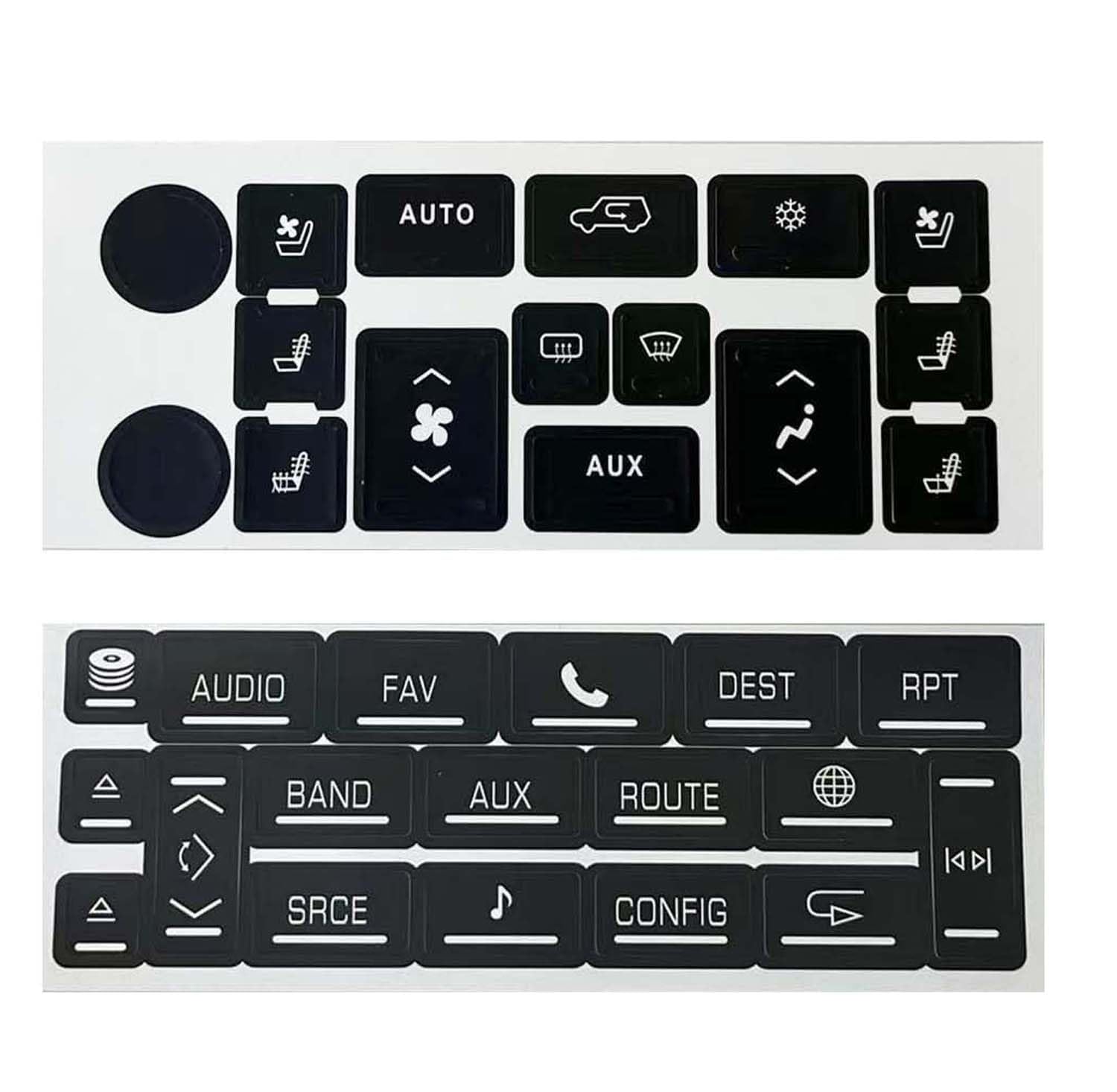 Photo 1 of NPSNGSJY AC & Radio Button Repair Stickers Compatible with 2007-2014 Cadillac Escalade EXT ESV Climate Control and Multimedia Radio Button Repair Decal Stickers