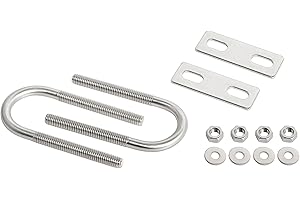 Aoje-Link Round U-Bolts 0.98"(25mm) Inner Width M6 Thread 304 Stainless Steel Silver with Plates Nuts Flat Washers for Car/RV/Trailer Bumper, 2Pcs