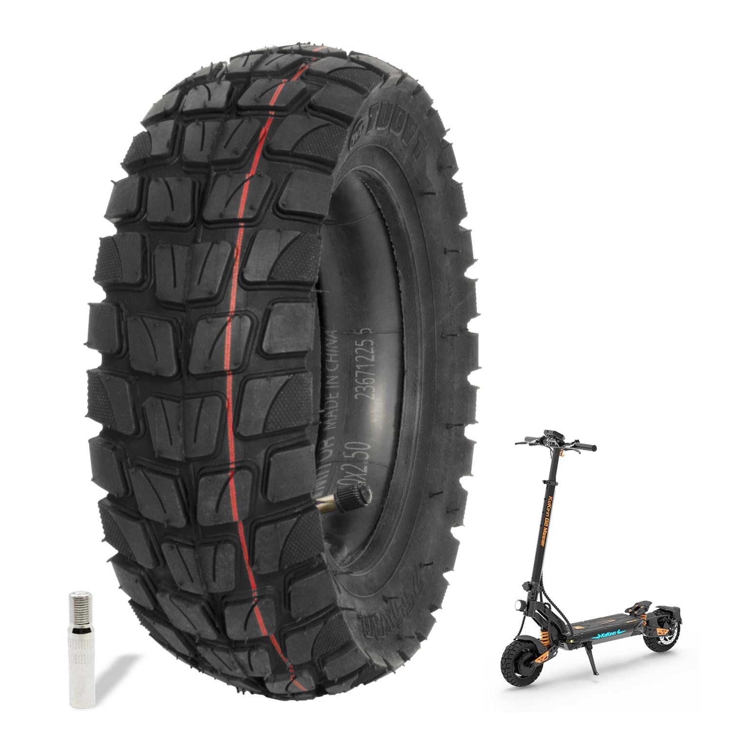 Tyre and Inner Tube 255 x 80 for Dualtron Victor Luxury +, Kaabo Mantis 10 Mobygum Xenon-S - Speedtrott RX 2000 - Wegoboard Blaster Zero 10X and Kukirin G2 Master (Tire+Tube)