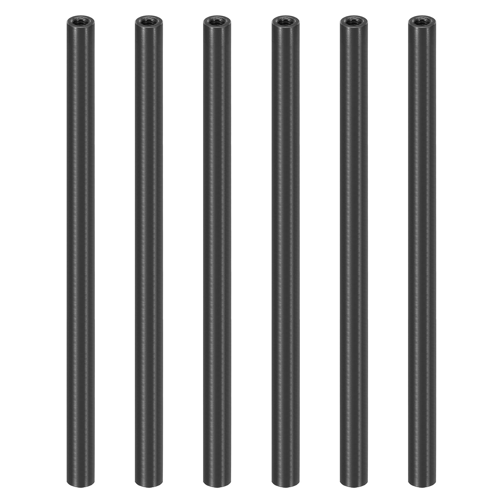 PATIKIL 6pcs M3 Metal Threaded Standoff Spacer Nuts, Round Aluminum Spacers Female Coupling Screws, 1/8" ID x 3/16" OD, Black, (100mm L) โ image 1