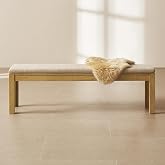 mopio Logan 64" Dining Bench (Beige) | Modern Farmhouse, Solid Wood, Rustic, Upholstered, Kitchen, Compact