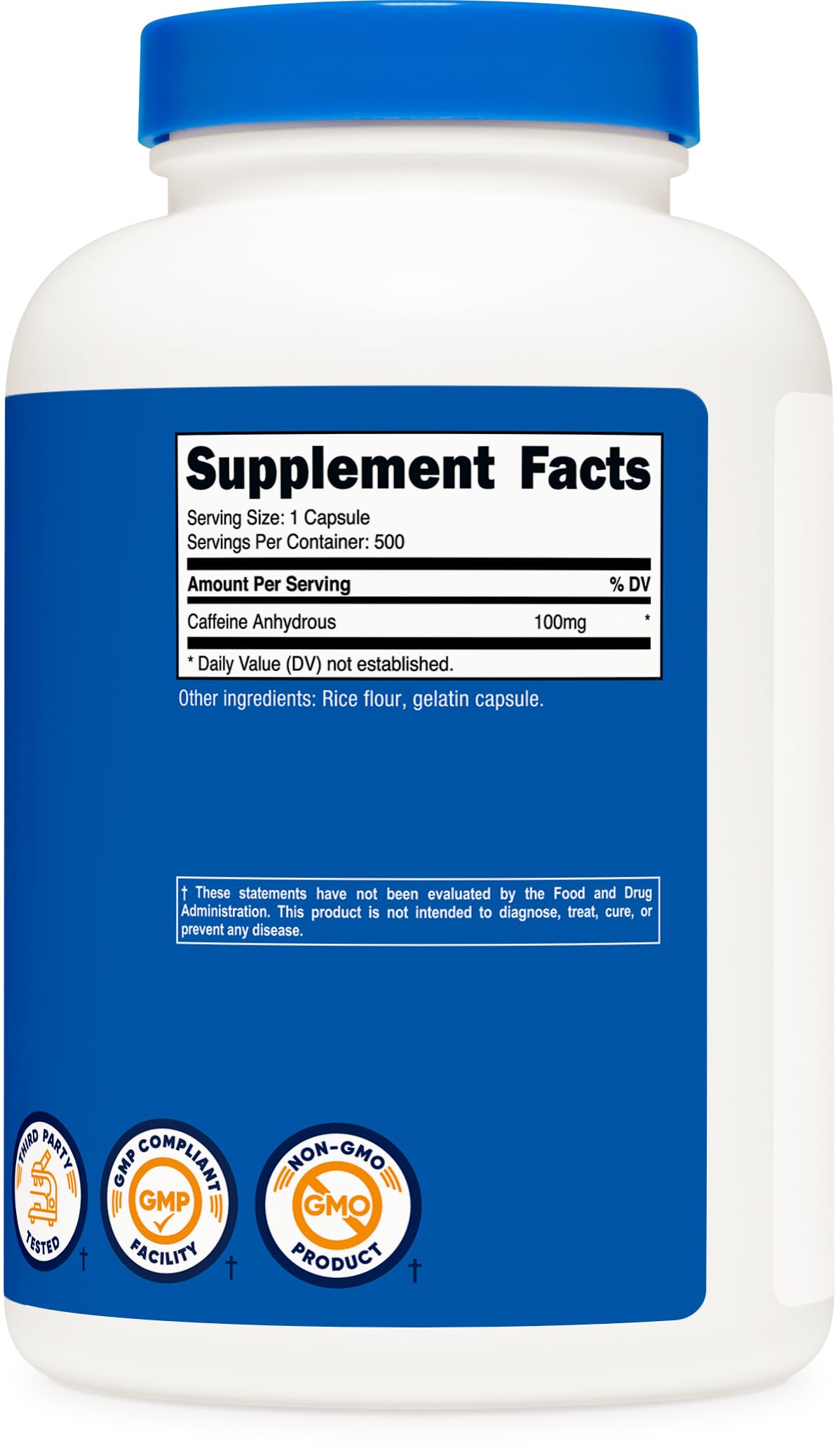 Nutricost Caffeine Pills 100mg, 500 Capsules