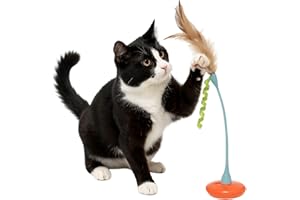Petlinks Tippy Teaser Self Righting Feather Toy for Cats & Kittens, Rocks & Sways, Fun & Engaging Play - Multi Color, One Size
