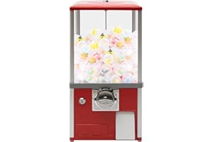 KAHYKLQI 25 Cent Vending Machine,Commercial Coin Operated Gumball Machine,Candy Dispenser for Capsule Toys,Twister Balls,Red