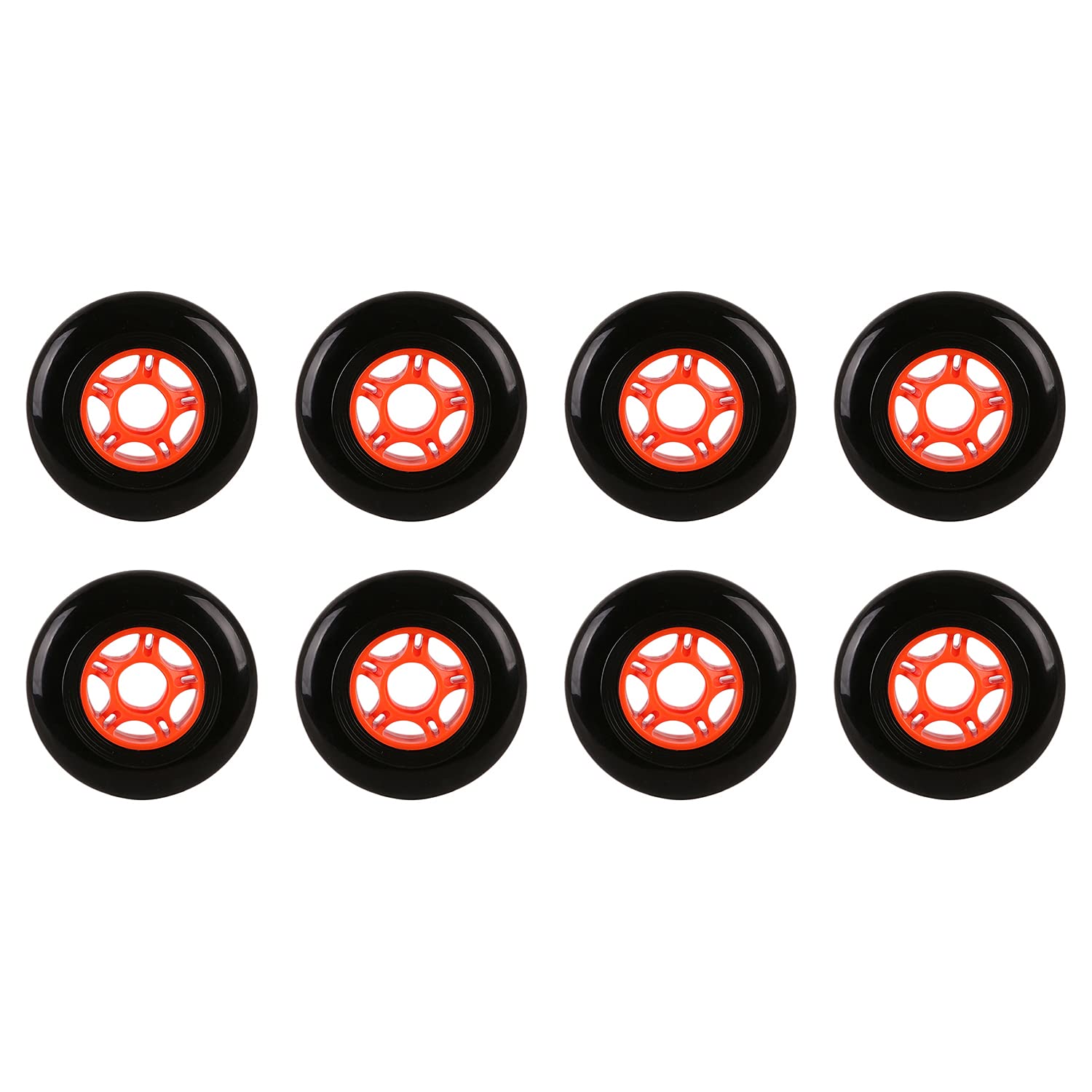 RaceBon 8-Pack Inline Skate Wheels 72mm Hardness 82A Polyurethane Replacement Wheel with 608ZZ Bearings (Black-Red)