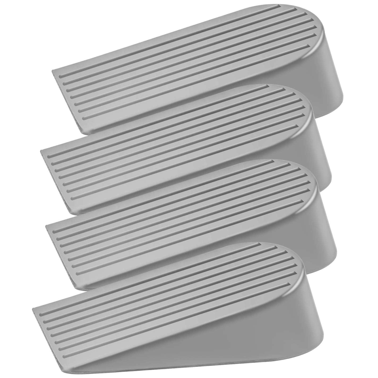 Rubber Door Wedge Stopper 4 Pack, Extra Large Door Stop, Heavy Duty Rubber Door Stopper for Floor, Non-Slip Big Door Stopper Holder for Indoors Outdoors, Grey