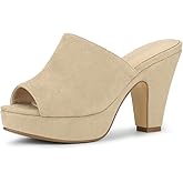 Allegra K Women's Open Toe Platform Chunky Heel Slides Sandals