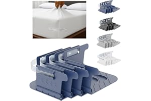 BTIZTLLA Tug Proof Bed Sheet Holders Set of 4 Keep Sheets Firm & Tight , Fitted Mattress Corners, College Dorm Room Essentials For Girls , White Lock Keeper King Queen Bed Bedding Accessories Rv Bedroom Gifts