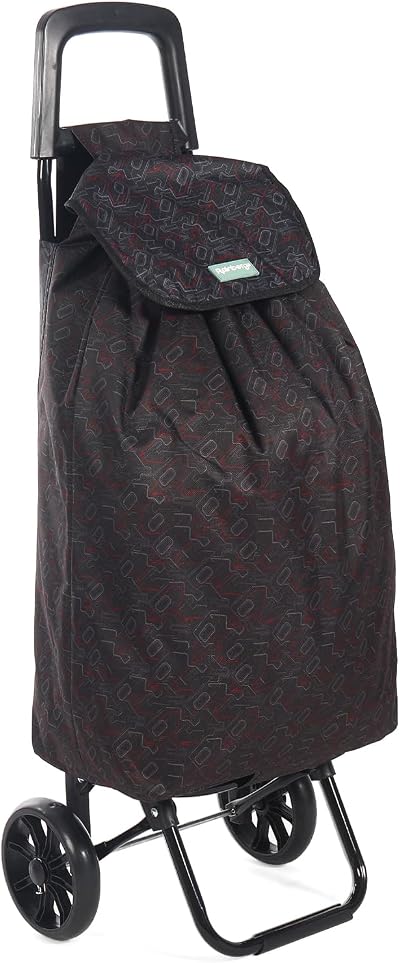 Rainberg 50L Lightweight 2 Wheel Shopping Trolley Black Pattern