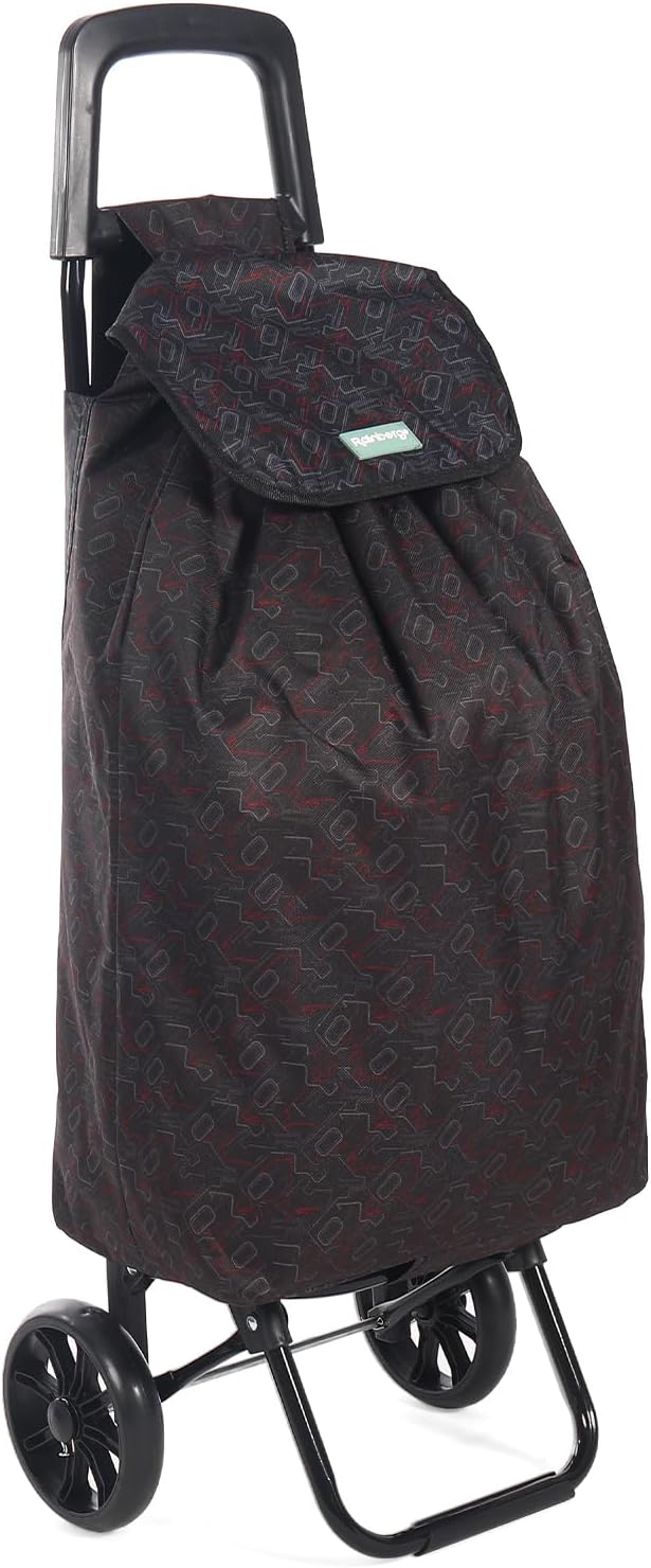 Rainberg 50L Lightweight 2 Wheel Shopping Trolley Black Pattern
