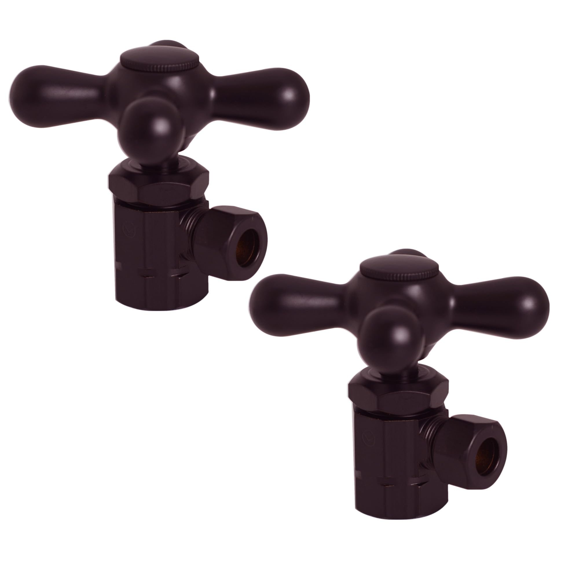 Westbrass D103X-2-12 Cross Handle Angle Stop Shut Off Valve, 1/2″ IPS Inlet with 3/8″ Compression Outlet, Oil Rubbed Bronze (2-Pack)