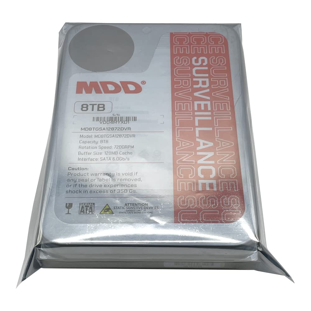 MDD 8TB 7200RPM 128MB Cache SATA 6Gb/s 3.5-inch Internal Hard Drive (for Surveillance Storage) (Renewed)