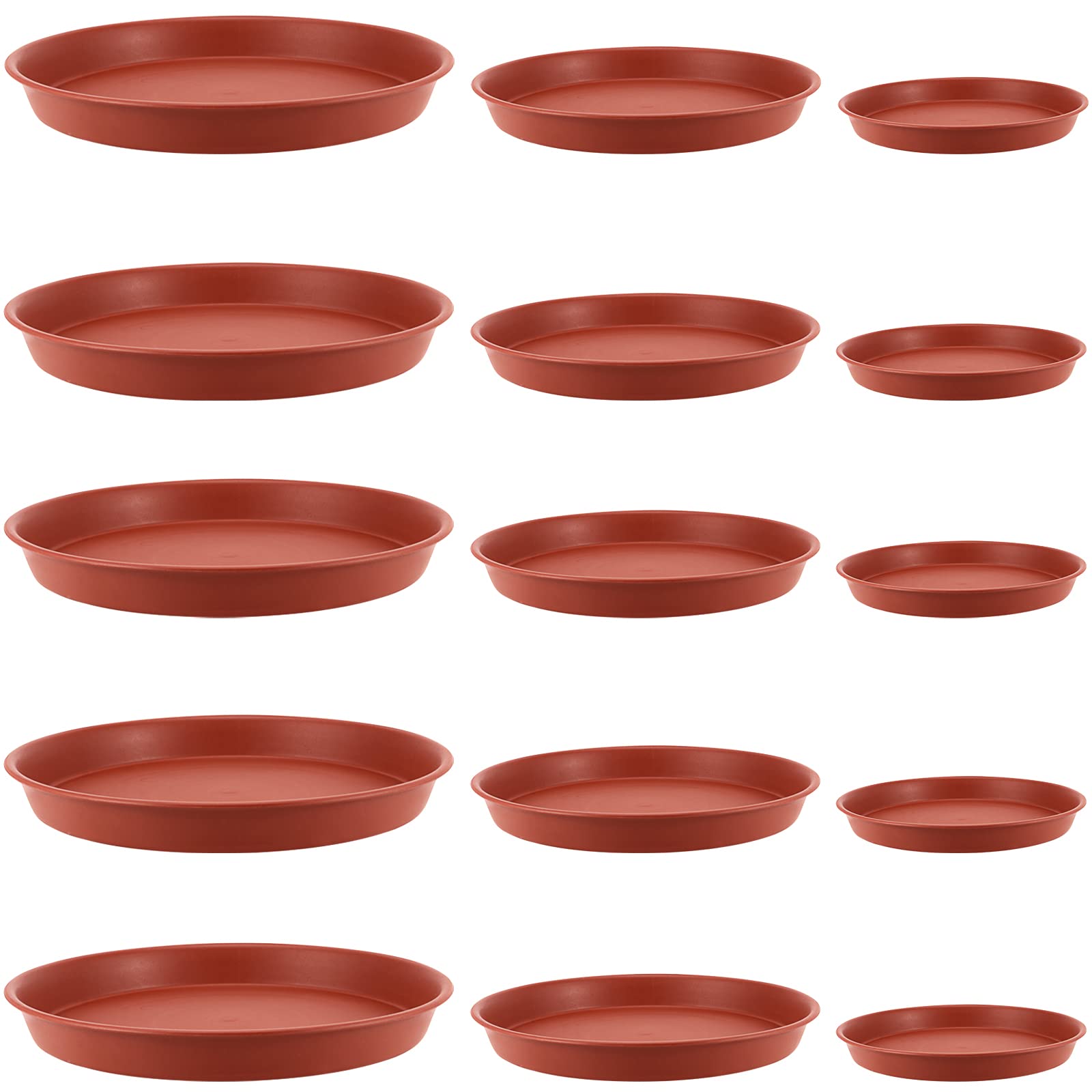 MANCHAP 15 Pack Plastic Plant Saucers, 3 Sizes Flower Pot Saucers Trays, Plastic Plant Pot Trays Round Drip Tray Garden Saucers for Indoor and Outdoor Pots, 15.7cm/17cm/23.7cm
