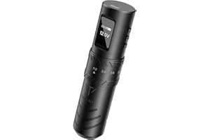 TATVIDA Tattoo Gun Wireless tattoo machine, 2400mAh Rotary Tattoo Machine with 7 stroke length Options, Pro Tattoo Guns with Motor Power reliable for all kinds of needles, ink (One Battery) (Black)