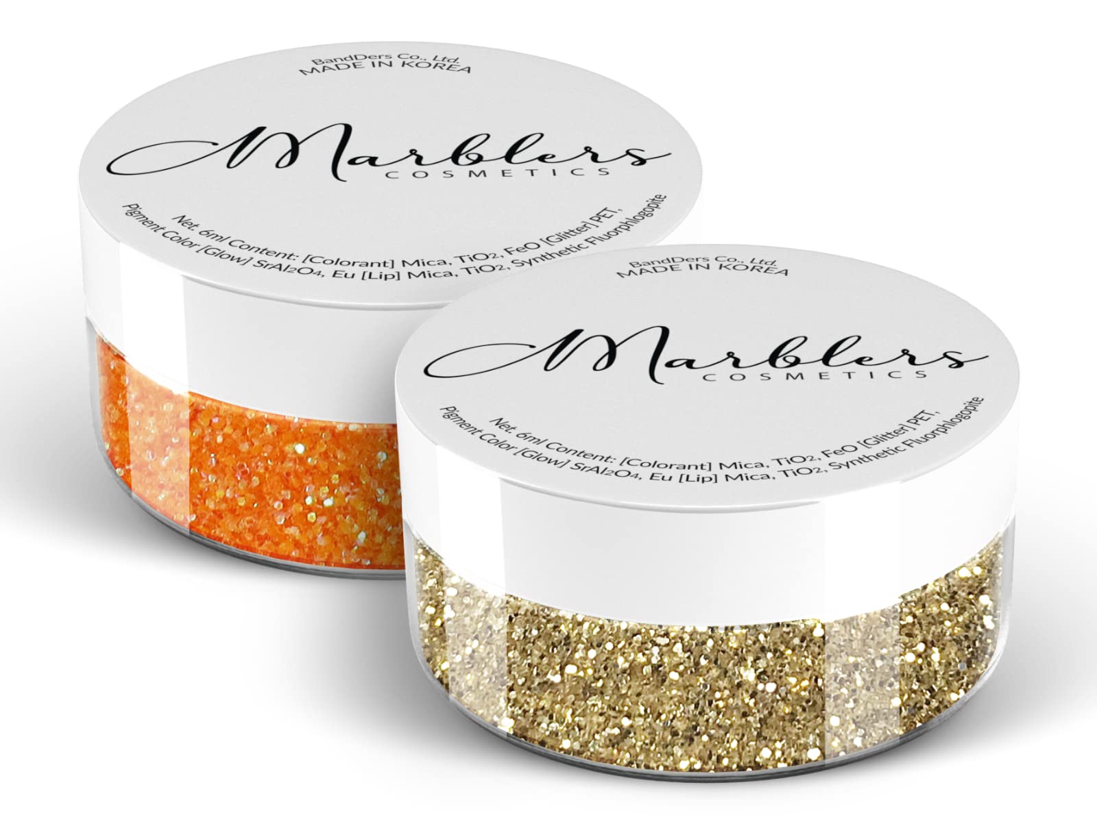 MARBLERS Cosmetic Grade Fine Glitter Duo [Rainbow Orange & Light Gold] 0.36oz (10g) | Non-Toxic | Vegan | Cruelty-Free | Eyeshadow, Nail Polish, Nail Art | Festival, Rave & Party Makeup | Body & Face — image 1