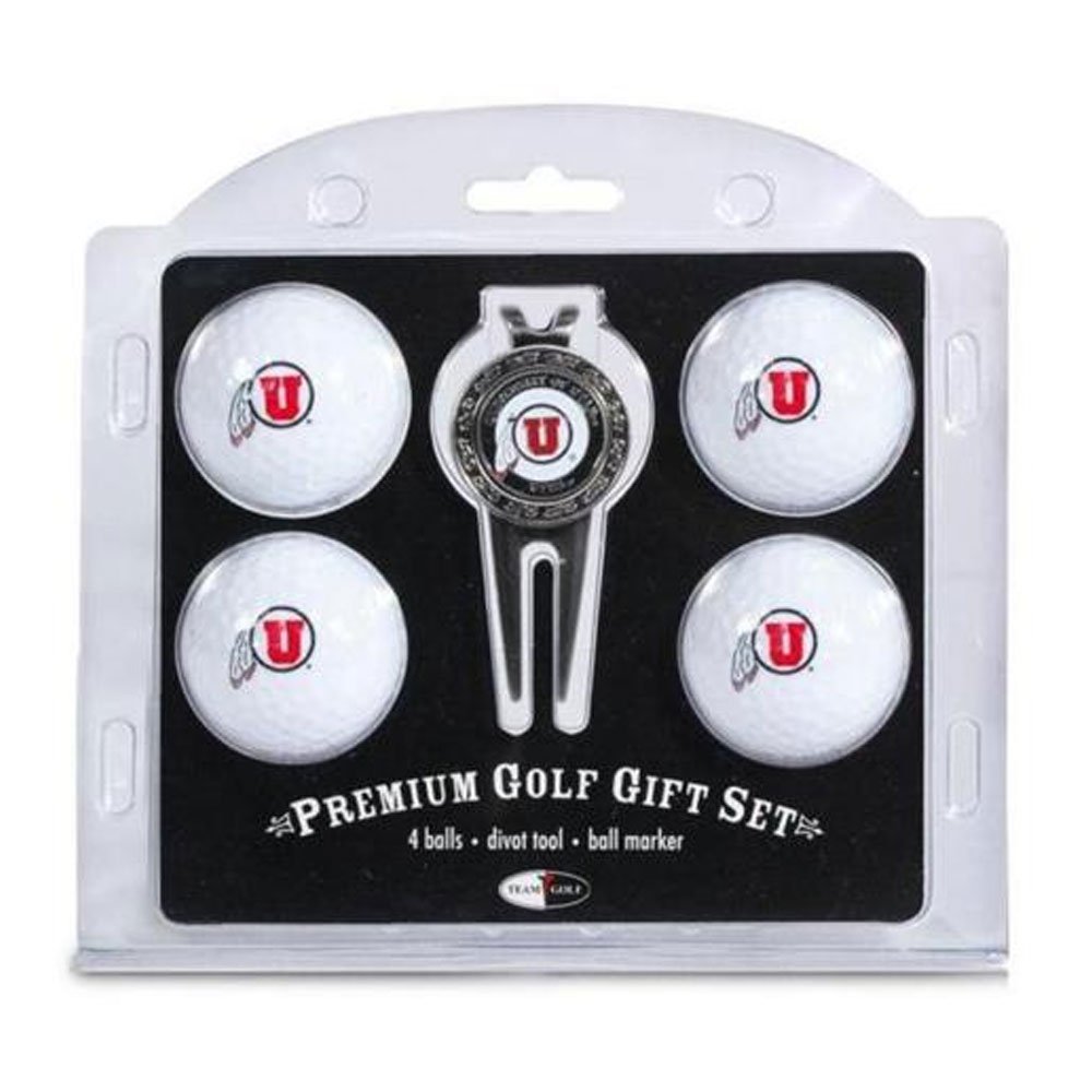 Team Golf NCAA Utah Utes 4 Golf Ball and Divot Tool Set Regulation Size Golf Balls (4 Count) & Divot Tool with Removable Double-Sided Magnetic Marker
