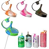 Dipesi 4 Pack Soda Can Lids with Straw,Silicone Soda Can Covers,Energy Drink Canning Lids,BPA-Free,Reusable Can Covers for soda,Coke,Beer,Juice,Fits Standard Cans