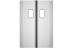 KoolMore Commercial Double Aluminum Swinging Traffic Door with 9 in. x 14 in. Window - 60 in. x 84 in. Door Opening (KM-SWD30X2)