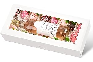 Ocmoiy 16 x 6.5 x 2.5 Inch Bakery Boxes, 20 Pack Auto-Popup Cookie Boxes with Window, White Treat Box for Chocolate Covered Strawberries, Cocoa Bombs, Donuts, Muffins, Pastries